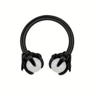 Black Dragon Claw Crystal Septum Horseshoe Barbell Ring